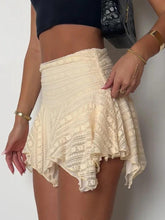 Textured Pleated Irregular Fungus Hem High Rise Mini Skirt